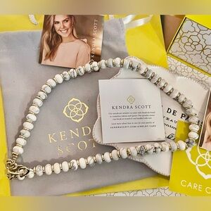 Kendra Scott White Howlite and Gold Rebecca Beaded Necklace